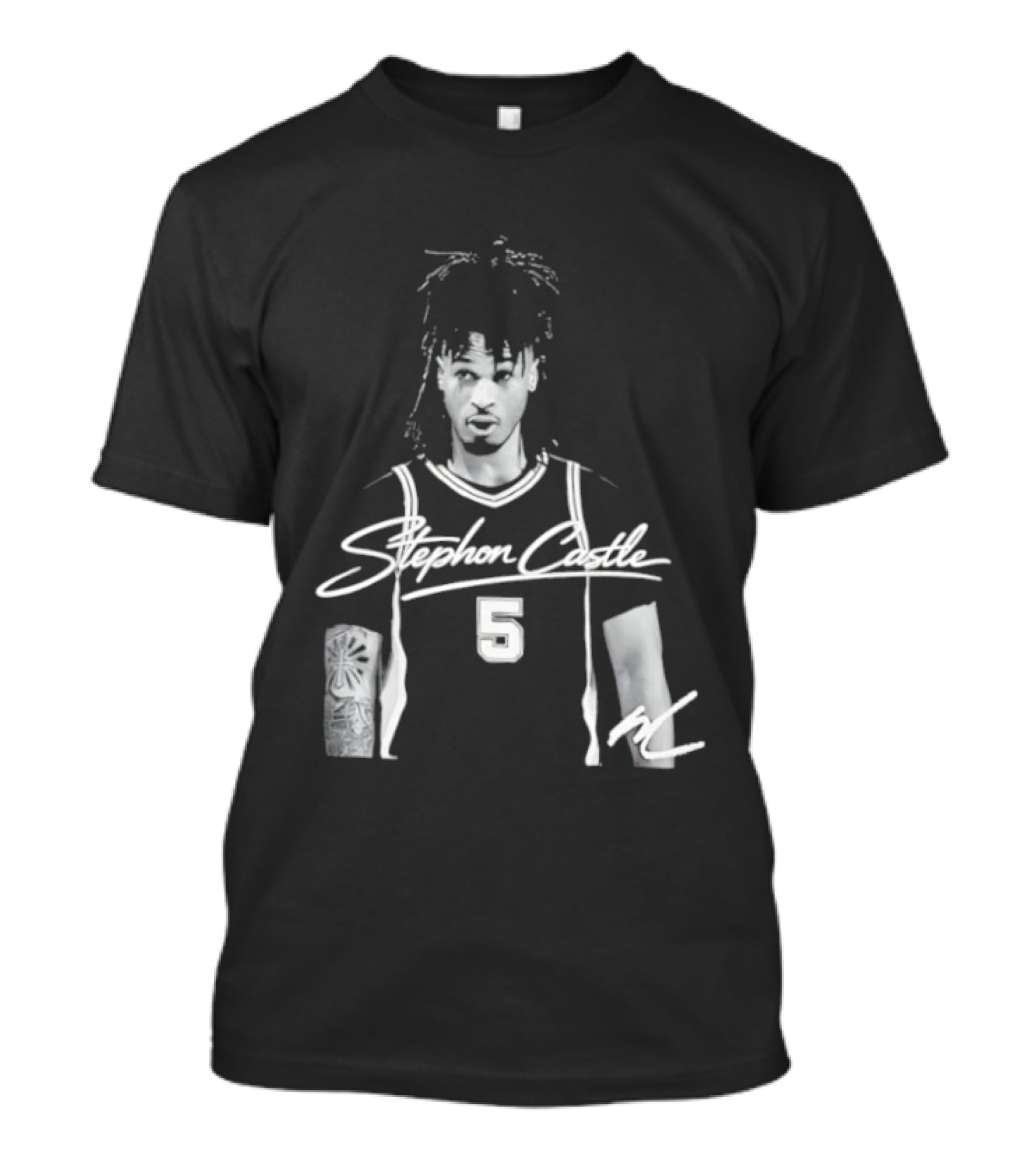 Stephon Castle UConn Huskies NCAA Men's Basketball Number 5 Signature T-Shirt