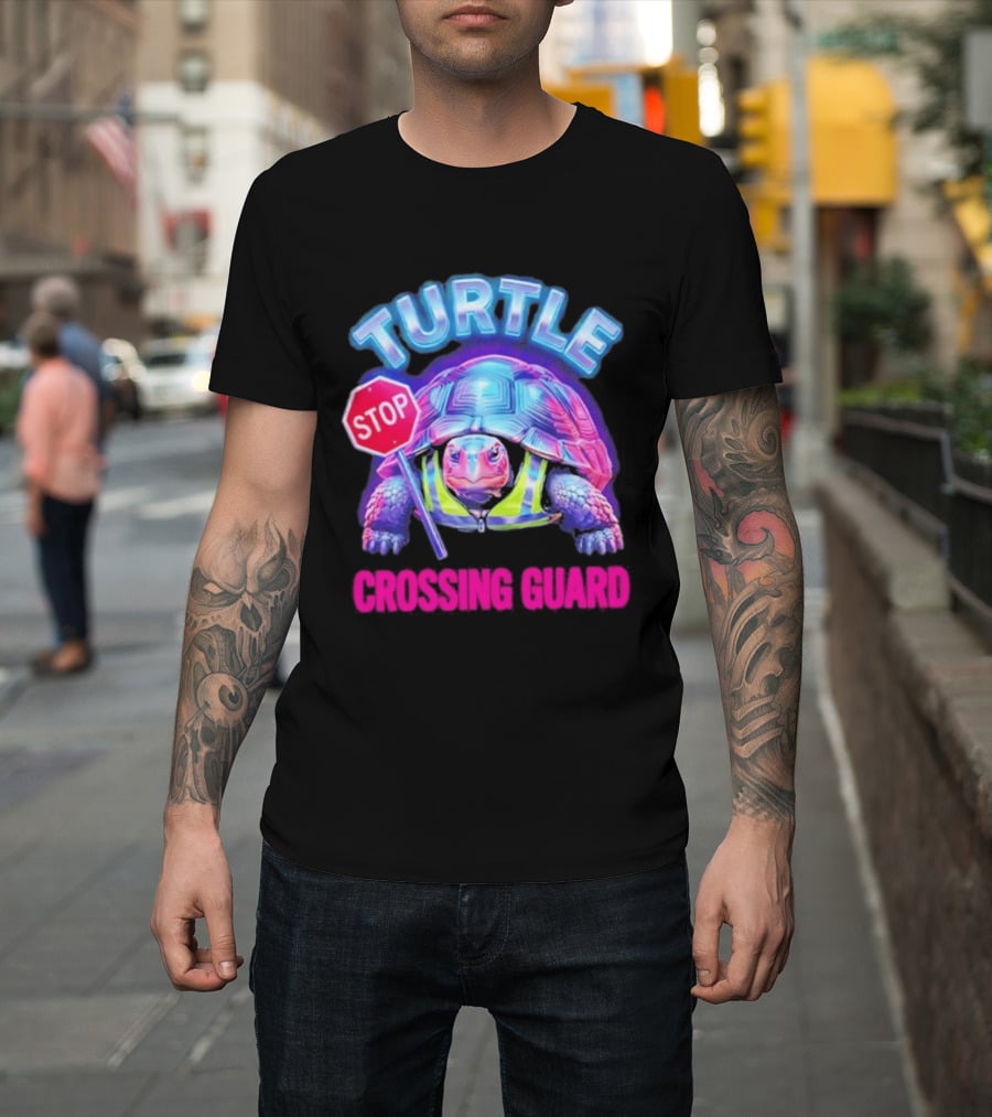 Turtle Stop Crossing Guard Neon Vibe T-Shirt