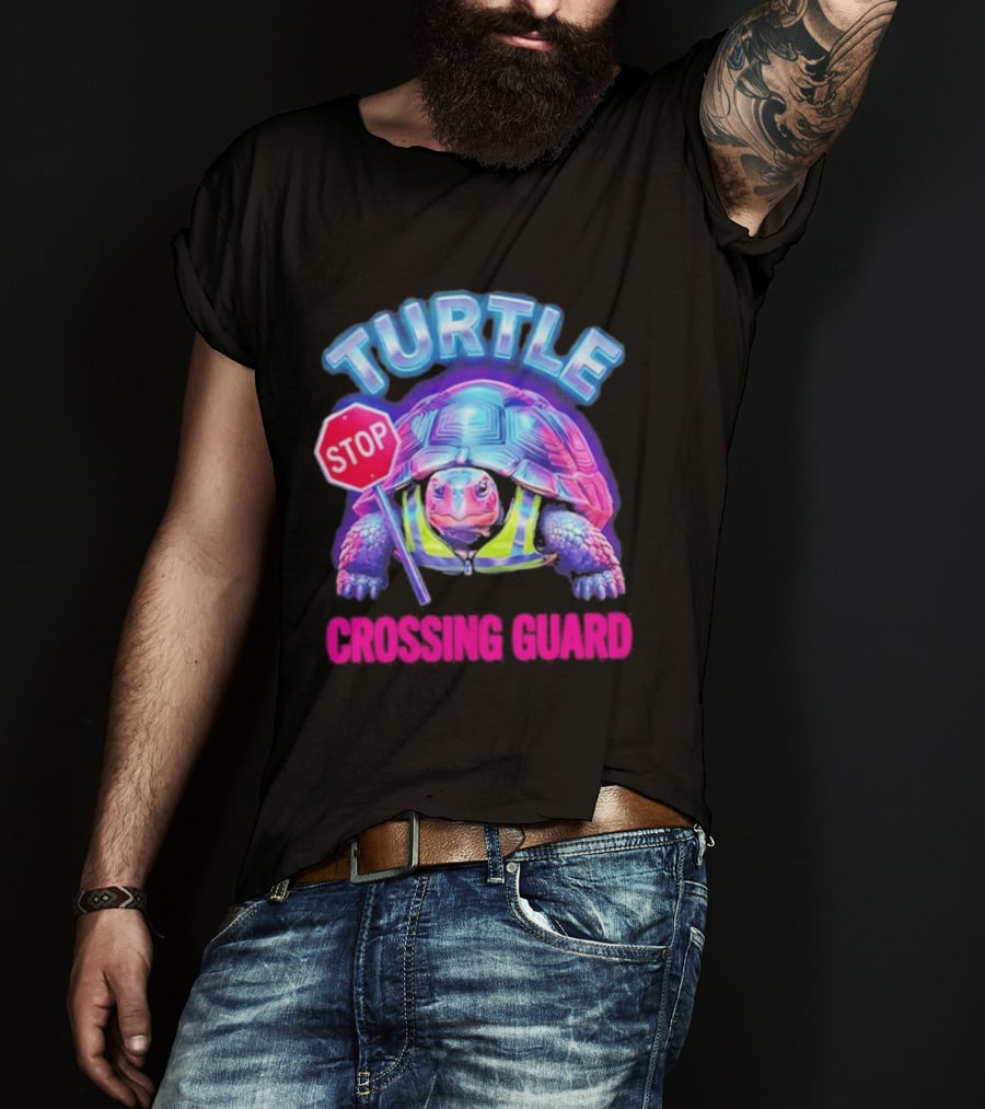 Turtle Stop Crossing Guard Neon Vibe T-Shirt