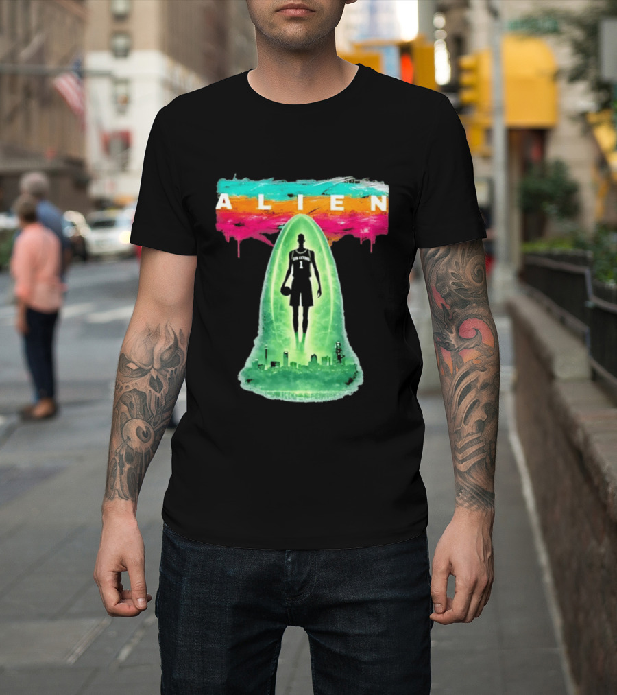 Victor Wembanyama Alien San Antonio Spurs NBA Skyline T-Shirt