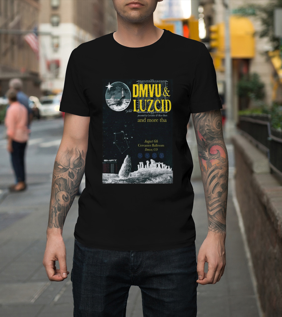 DMVU LUZCID August 6th Cervantes Ballroom Denver CO Lunar Lighthouse Constellation T-Shirt