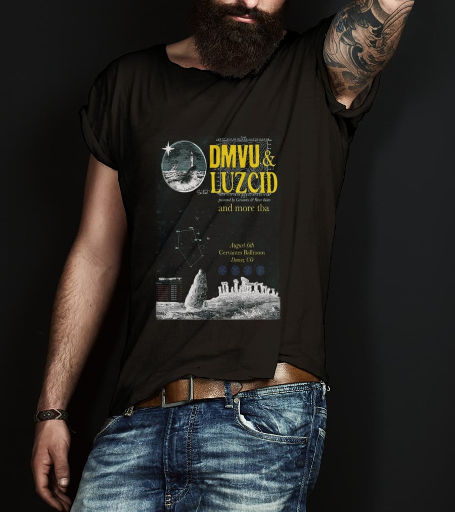 DMVU LUZCID August 6th Cervantes Ballroom Denver CO Lunar Lighthouse Constellation T-Shirt