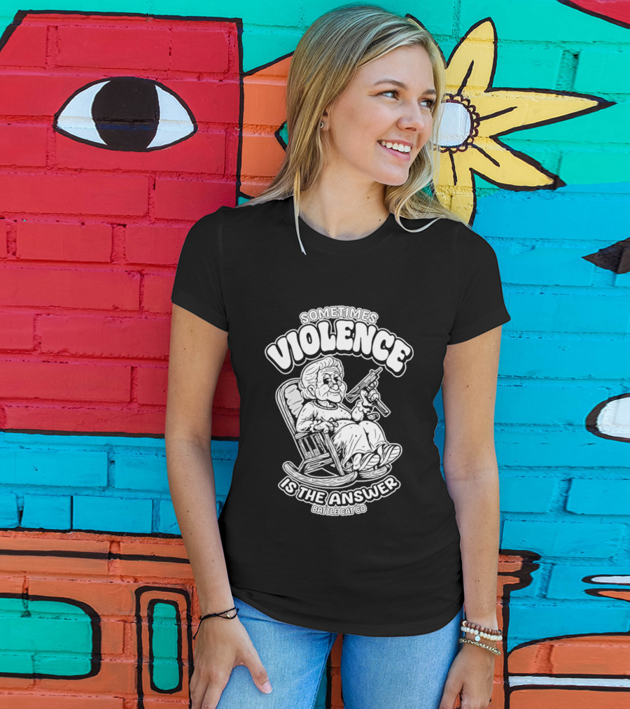 Grandma Sometimes Violence Is The Answer Retro Funny Guns T-Shirt