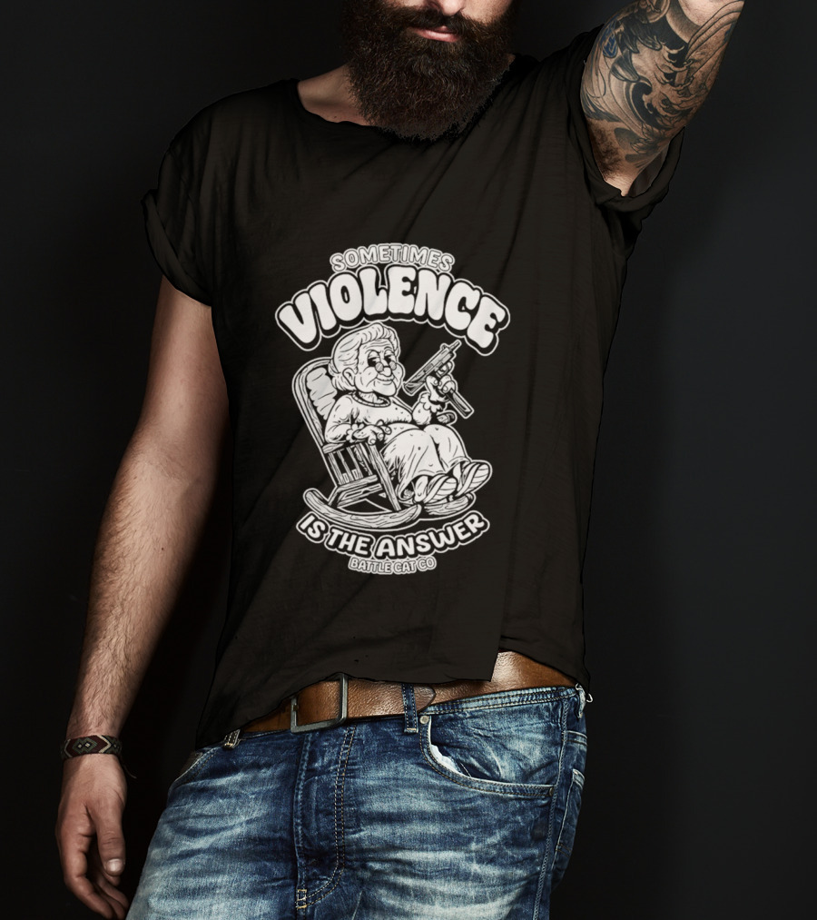 Grandma Sometimes Violence Is The Answer Retro Funny Guns T-Shirt