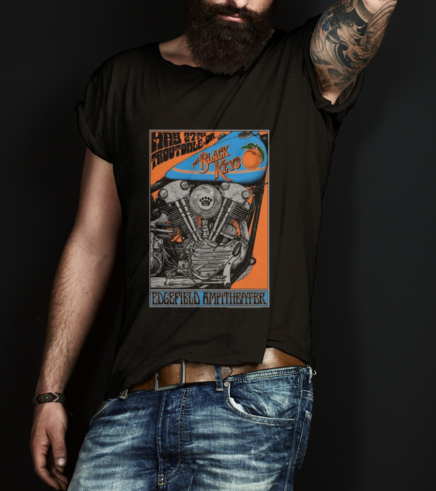 May 27 Troutdale OR The Black Keys Motorcycle Edgefield Amphitheater T-Shirt