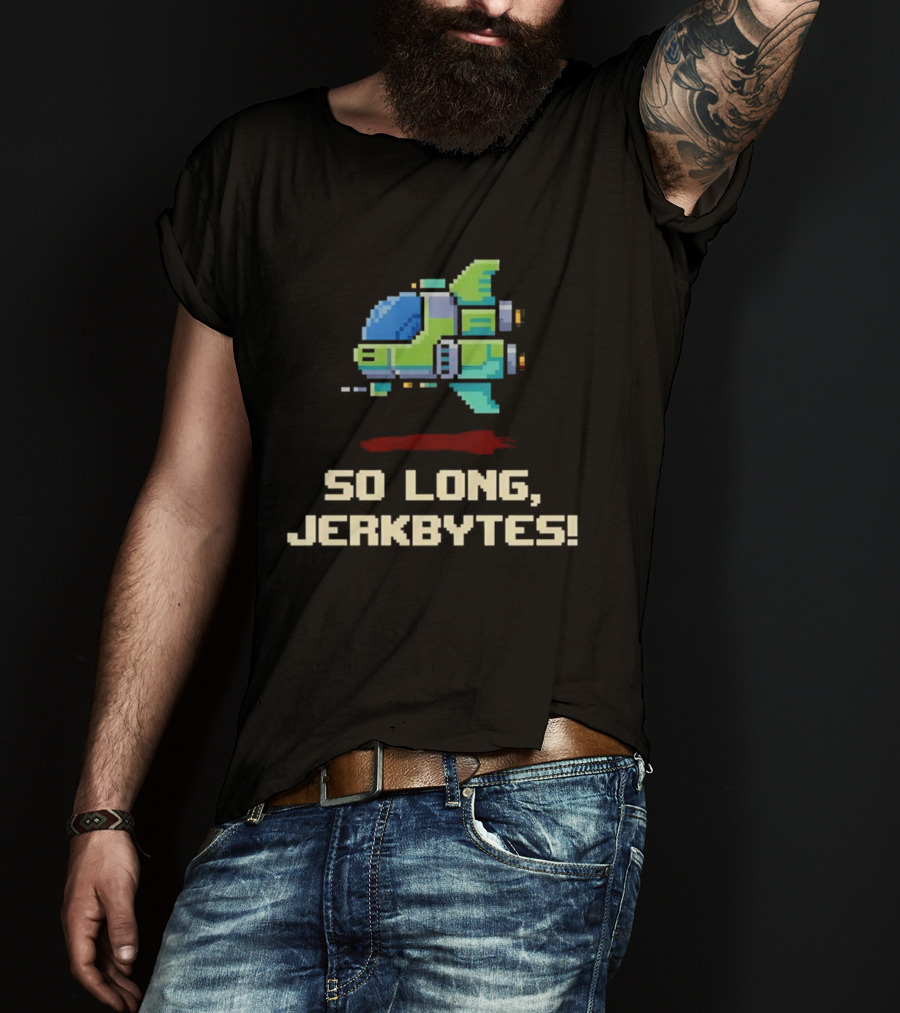 Pixel Spaceship So Long Jerkbytes Retro Sci Fi 8 Bit T-Shirt