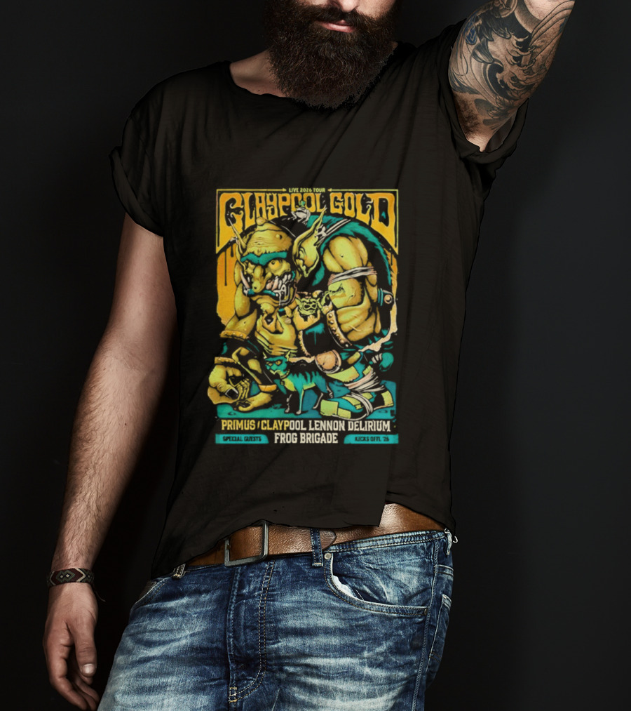 Primus Claypool Lennon Delirium Frog Brigade Crypto Gold Monster T-Shirt