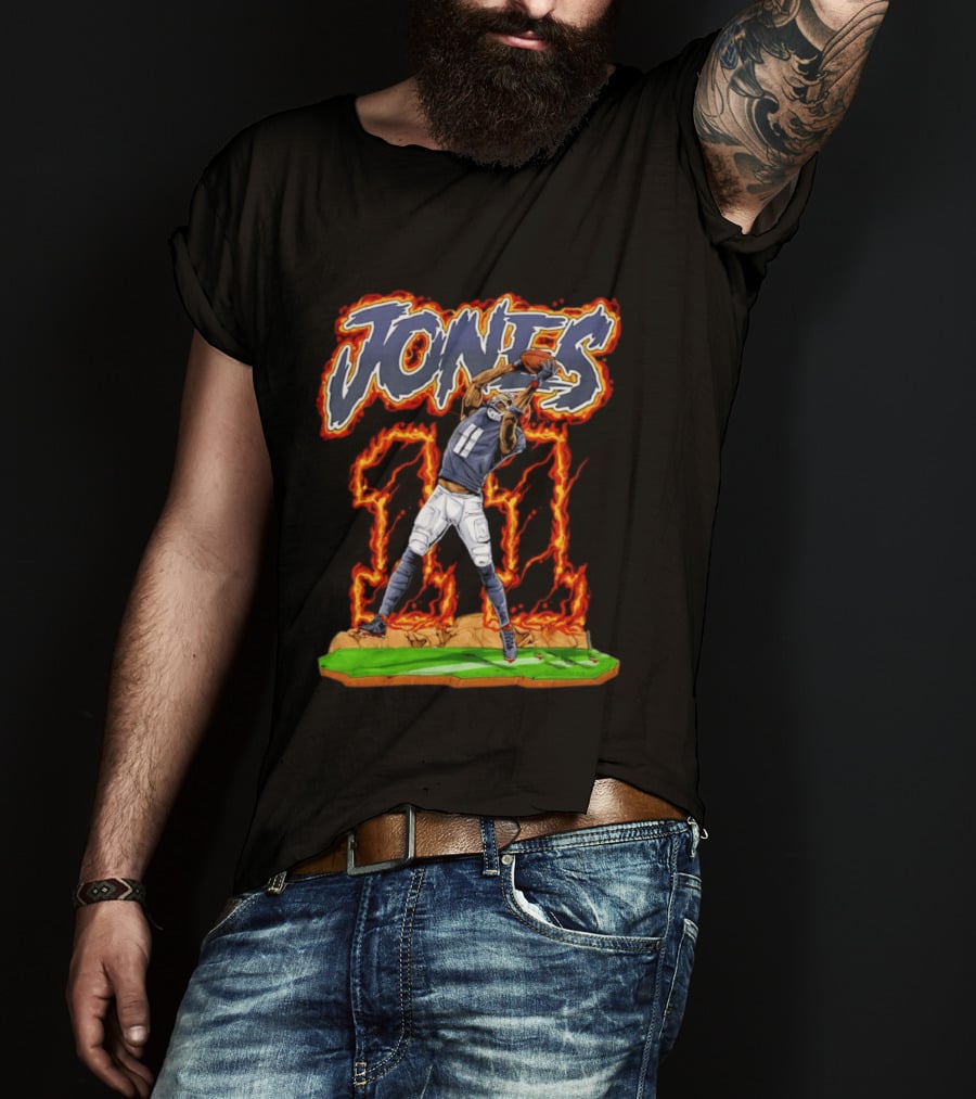 Jones 11 Julio Atlanta Falcons Flaming Football Player T-Shirt