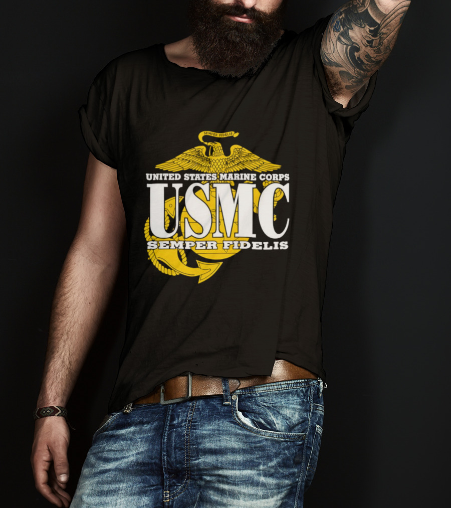 United States Marine Corps USMC Semper Fidelis Eagle Globe Anchor T-Shirt