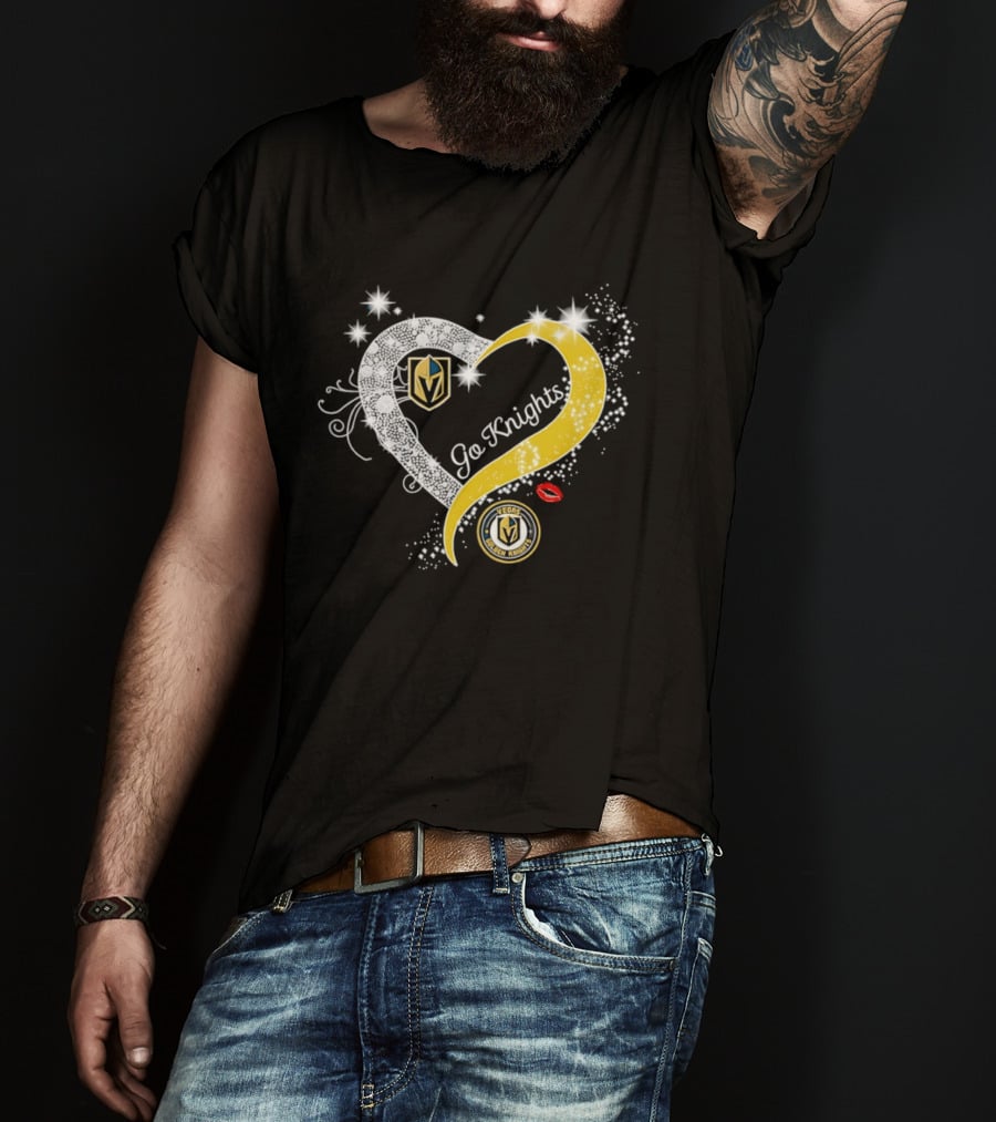 Vegas Golden Knights NHL Heart Emblem Go Knights T-Shirt