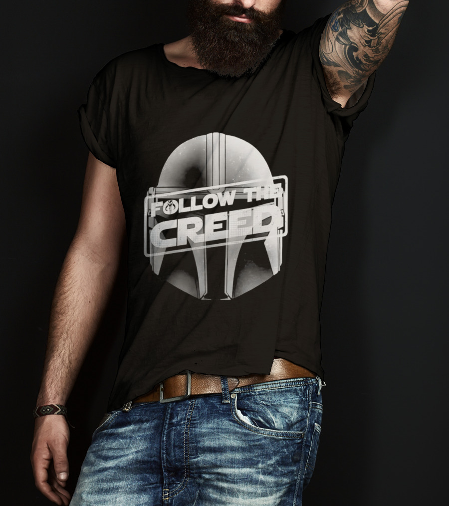 Mandalorian Helmet Follow The Creed Star Wars T-Shirt