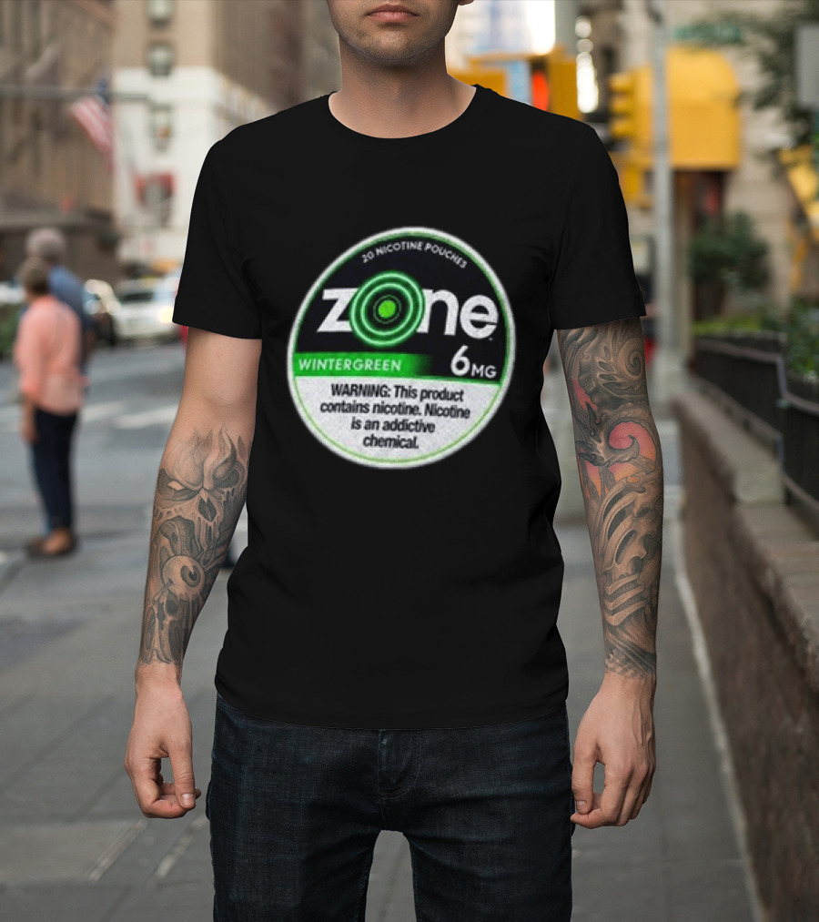 20 Nicotine Pouches Zone Wintergreen 6mg Warning Contains Nicotine T-Shirt