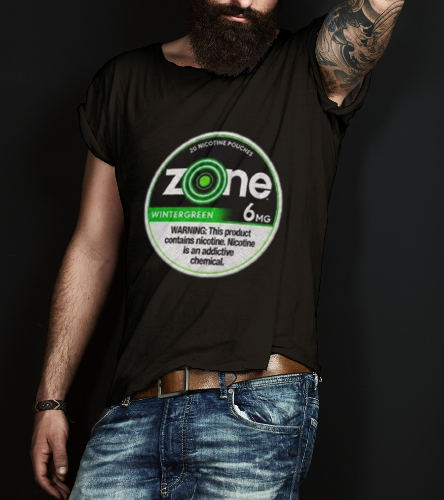 20 Nicotine Pouches Zone Wintergreen 6mg Warning Contains Nicotine T-Shirt