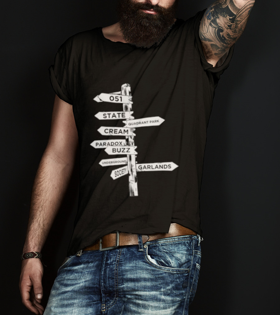 Music Matters Clubland 051 State Quadrant Park Cream Para Dox Buzz Underground Society Garlands T-Shirt