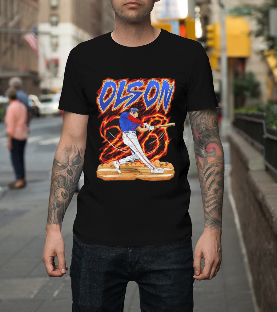 Olson Baseball Player Batting With Intense Flame T-Shirt
