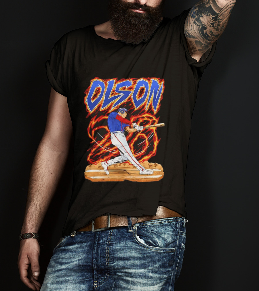 Olson Baseball Player Batting With Intense Flame T-Shirt