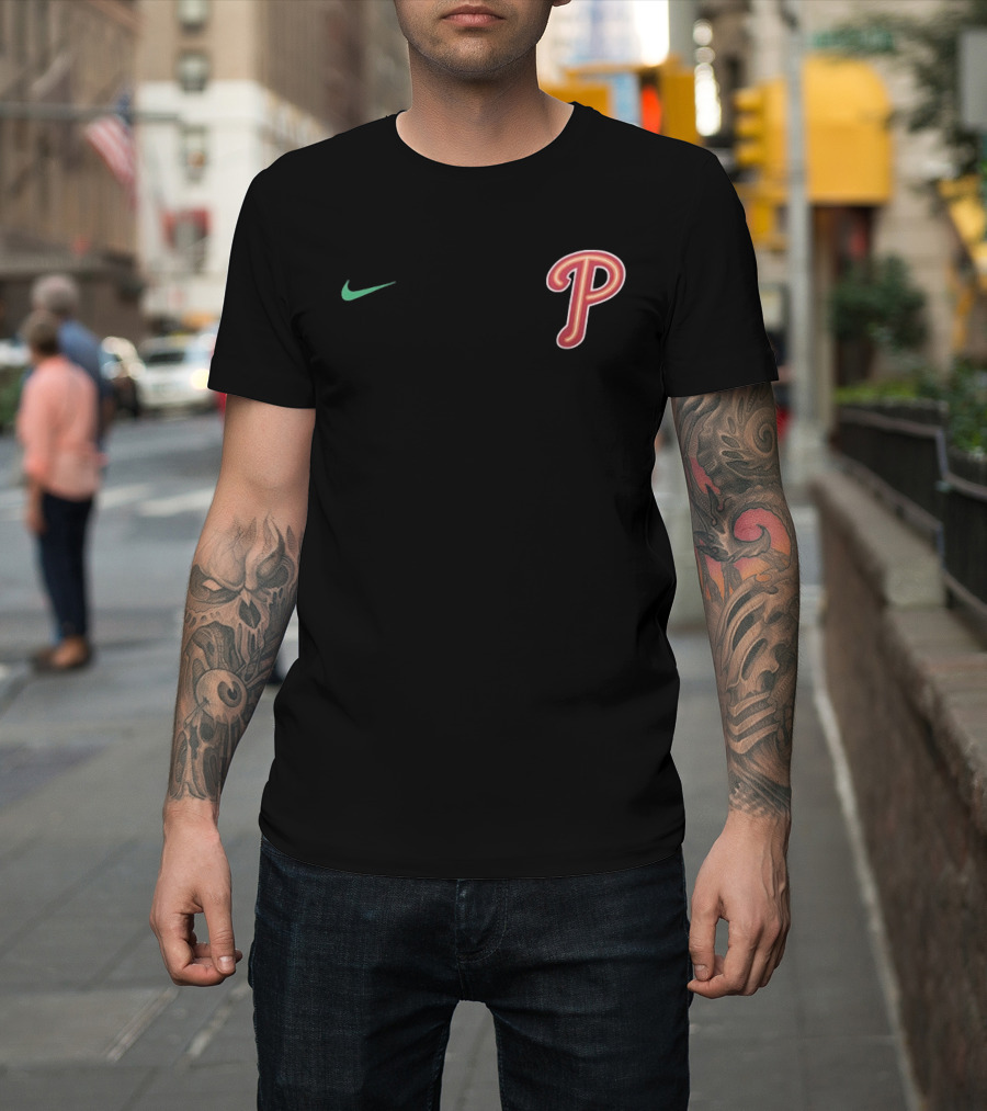 Philadelphia Phillies Nike P Logo Ring The Bell 2 Sided T-Shirt