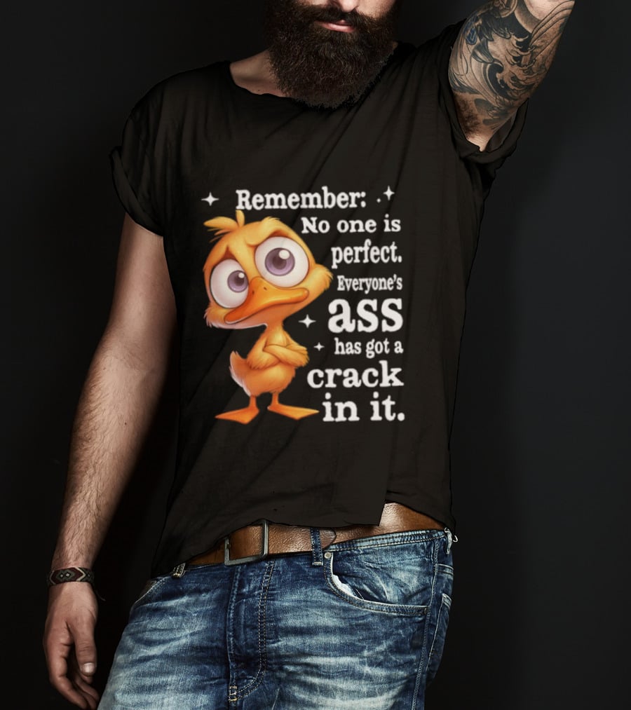 Remember No One Is Perfect Funny Duck Everyone's Ass Has Got A Crack In It T-Shirt