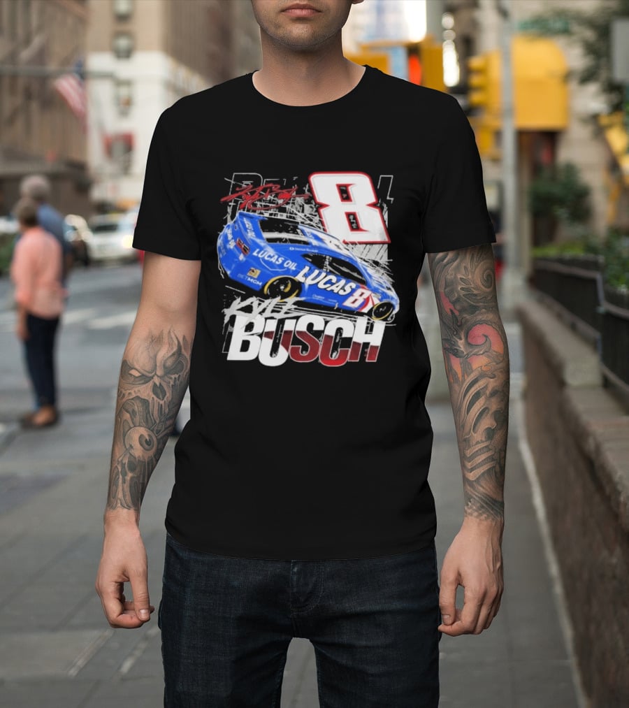 Kyle Busch Lucas Oil #8 Racing Car Red 2 Spot T-Shirt