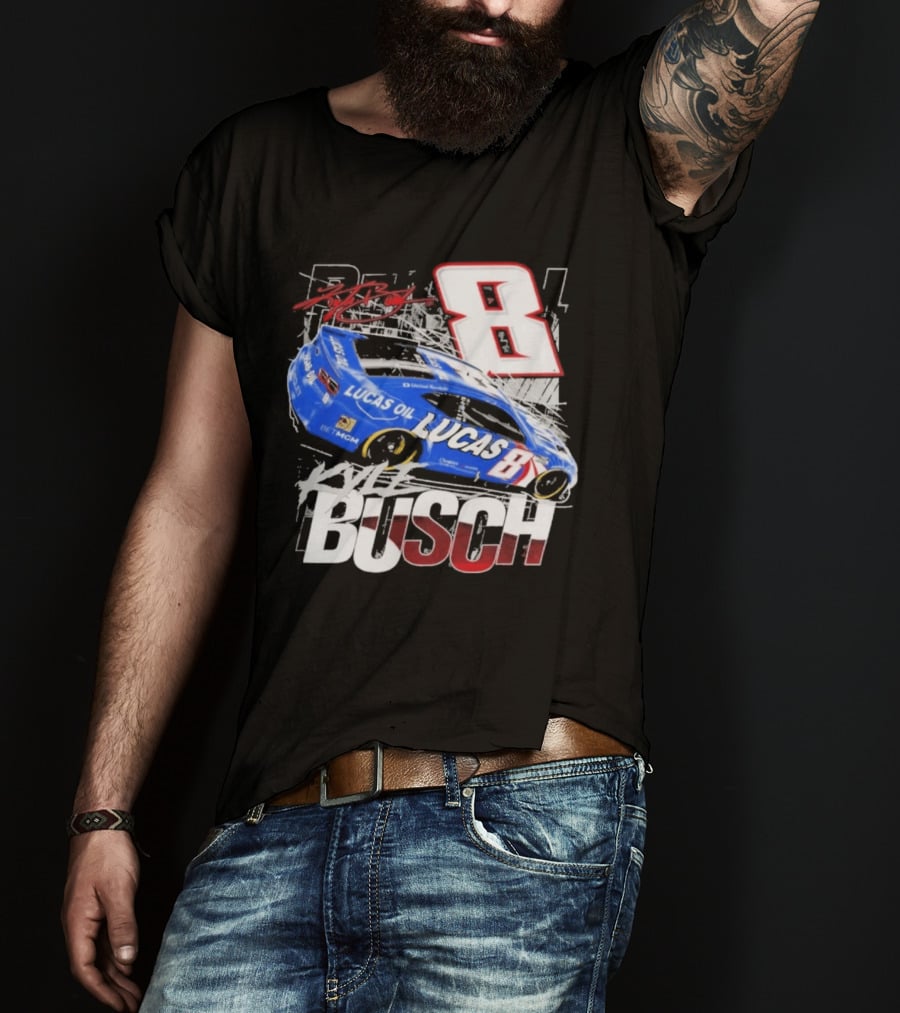Kyle Busch Lucas Oil #8 Racing Car Red 2 Spot T-Shirt