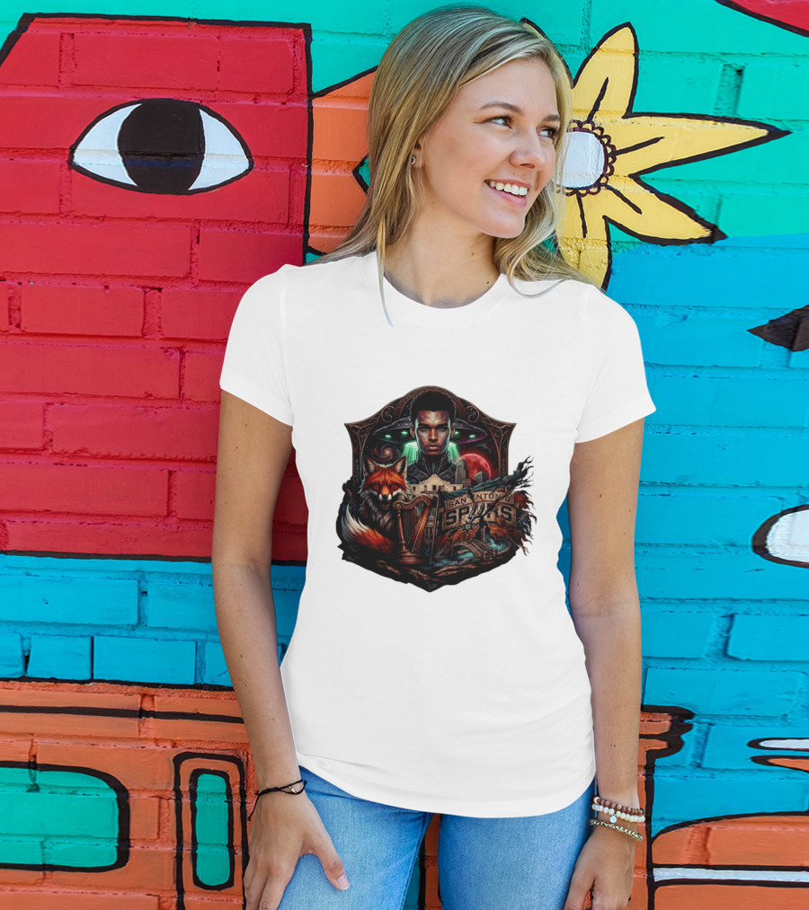 San Antonio Spurs Alien Wemby Space Hoops Comic Skyline Texas Basketball 2026 Fox T-Shirt