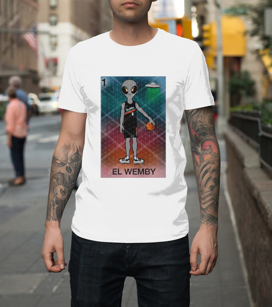 El Wemby Lotería Card Alien Victor Wembanyama San Antonio Spurs Basketball NBA 2026 T-Shirt