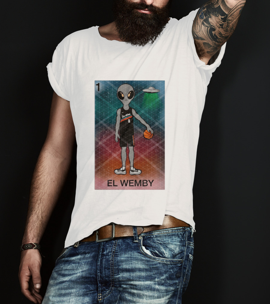 El Wemby Lotería Card Alien Victor Wembanyama San Antonio Spurs Basketball NBA 2026 T-Shirt