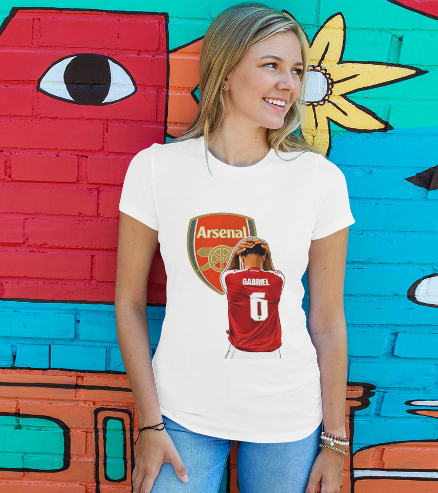 Gabriel Magalhaes Arsenal Jersey Number 6 Premier League T-Shirt