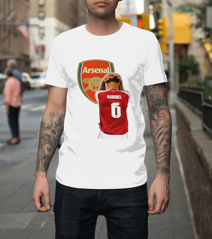 Gabriel Magalhaes Arsenal Jersey Number 6 Premier League T-Shirt