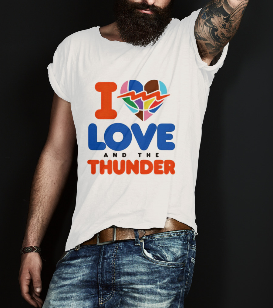 I Love Thunder Heart Color Block T-Shirt