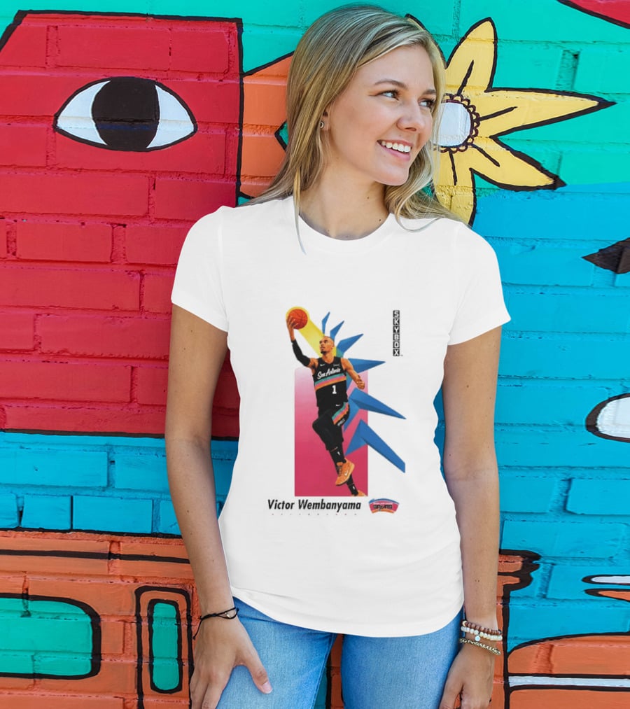 Victor Wembanyama San Antonio Spurs Basketball NBA Skybox 90s Retro Dunking Action T-Shirt