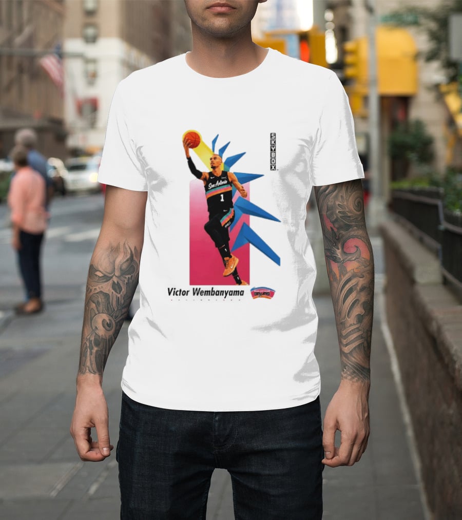 Victor Wembanyama San Antonio Spurs Basketball NBA Skybox 90s Retro Dunking Action T-Shirt