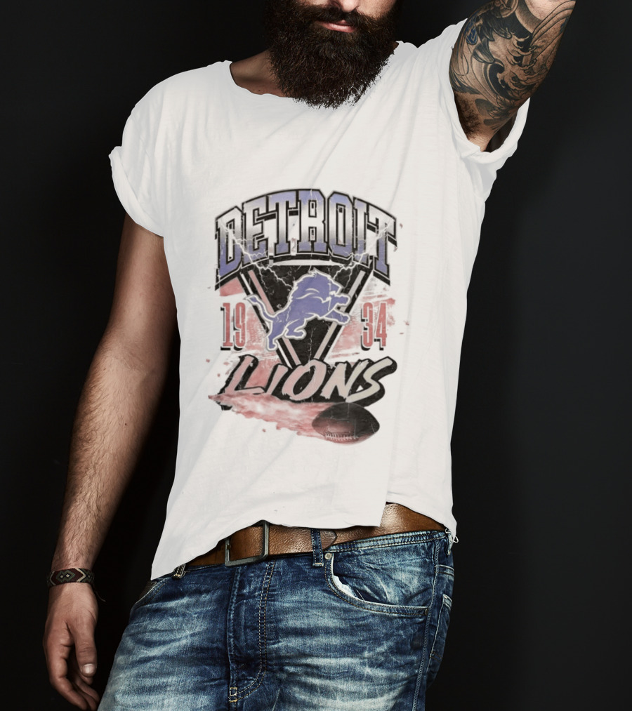 Detroit Lions 19 34 Vintage Style Iconic Team T-Shirt