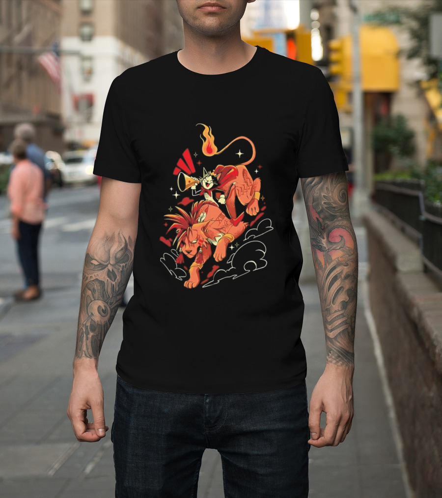 Cait Sith Red XIII Fantasy Adventure Duo Red Rider T-Shirt