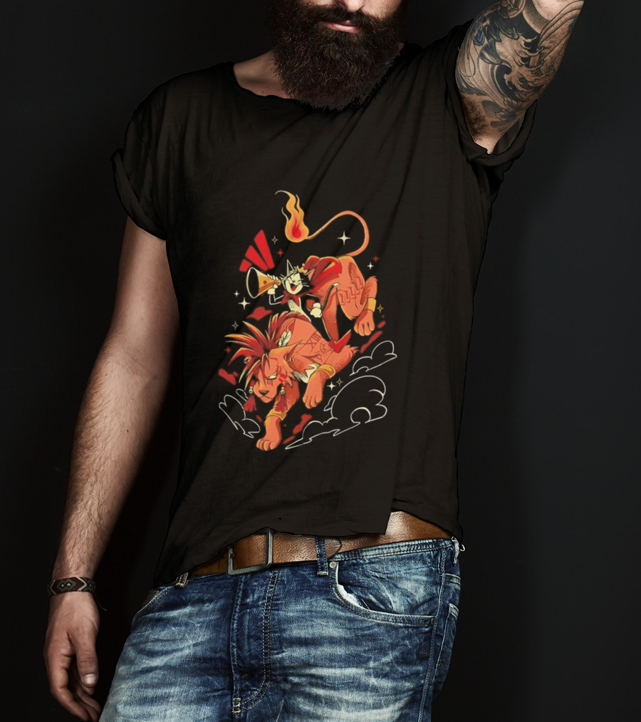 Cait Sith Red XIII Fantasy Adventure Duo Red Rider T-Shirt