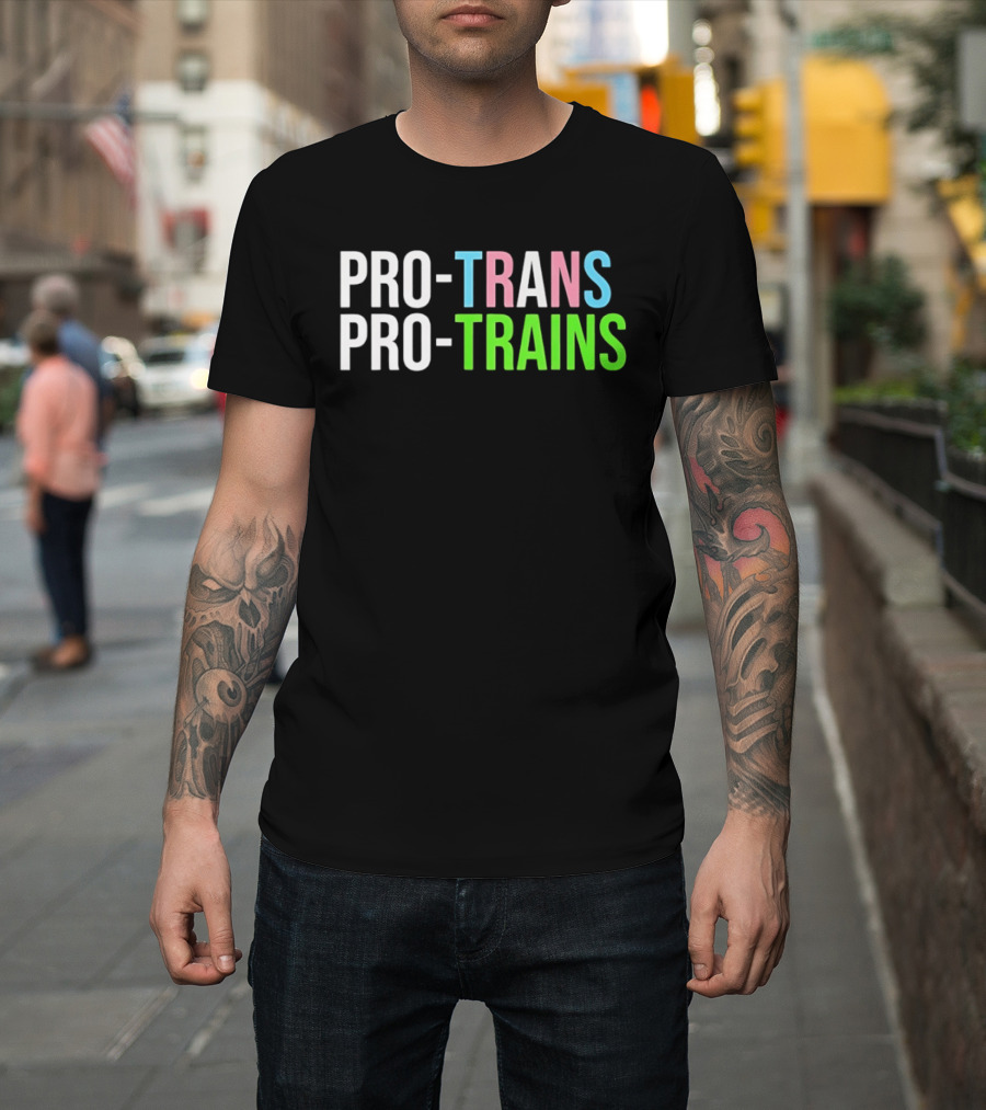 PRO TRANS PRO TRAINS Transgender Ally Public Transport Message T-Shirt