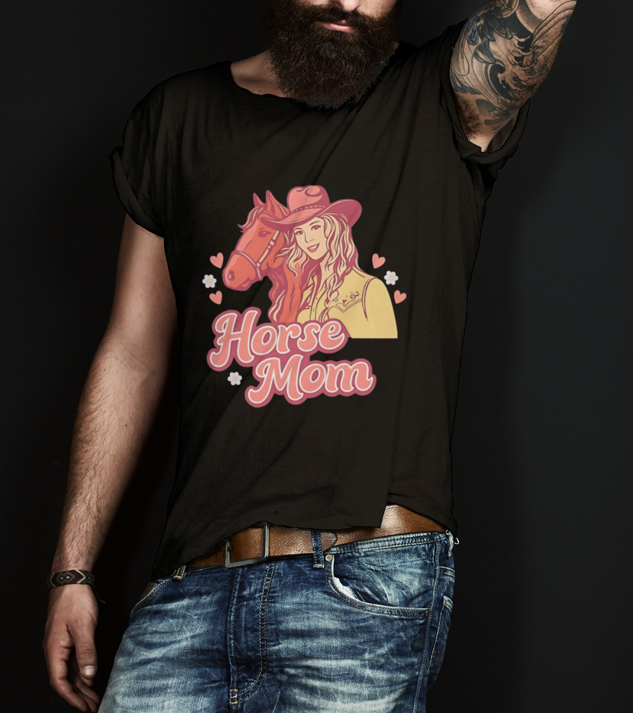 Cowgirl Horse Mom With Mustang And Hearts T-Shirt