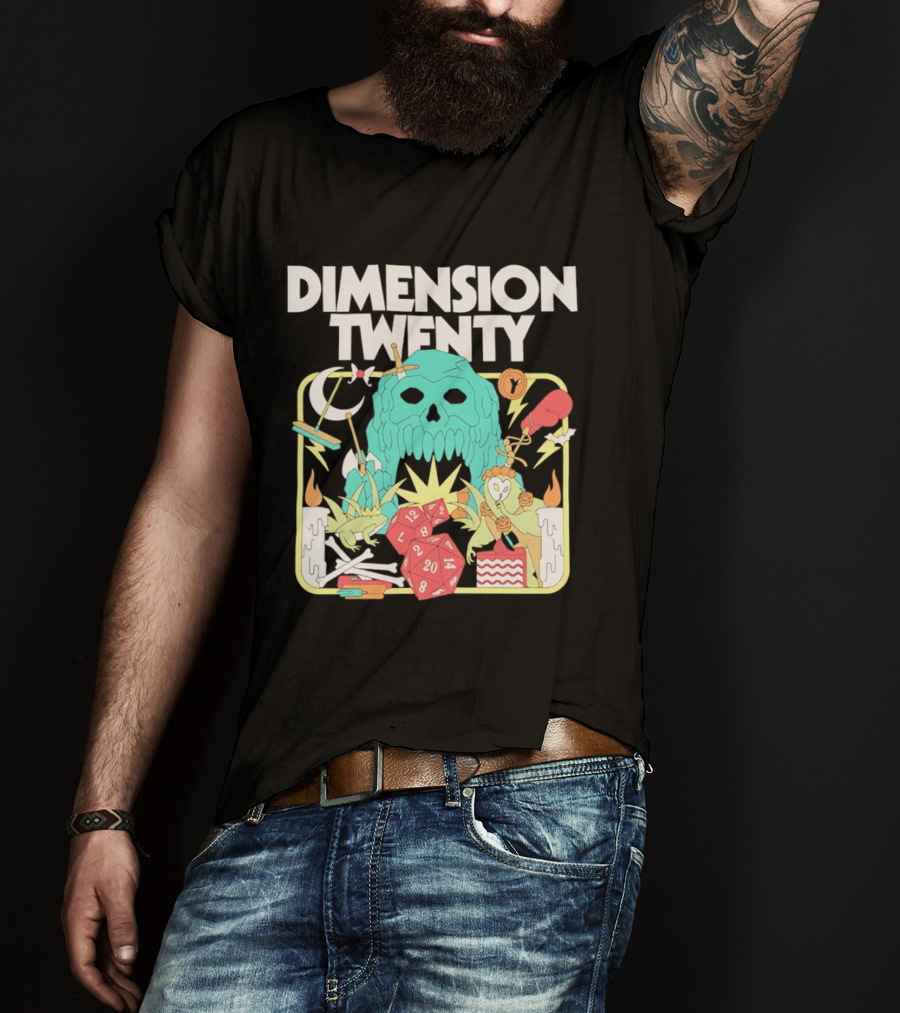 Dimension Twenty Skull Dice Fantasy Adventure T-Shirt