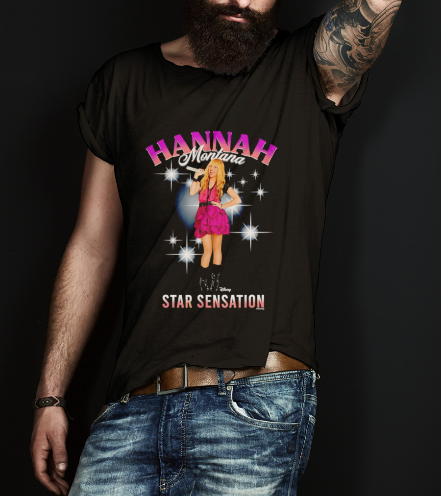 Hannah Montana Star Sensation Pink Glam Microphone Pop T-Shirt
