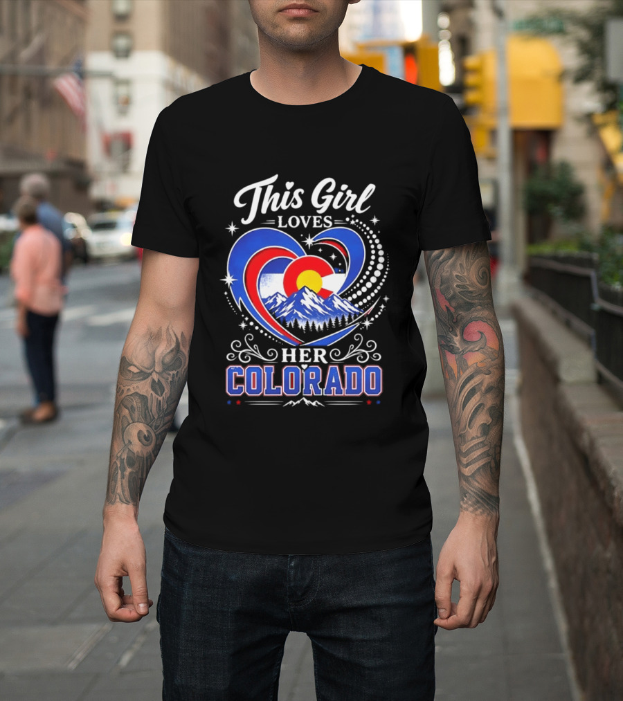 This Girl Loves Her Colorado With Heart And Mountain Scene T-Shirt