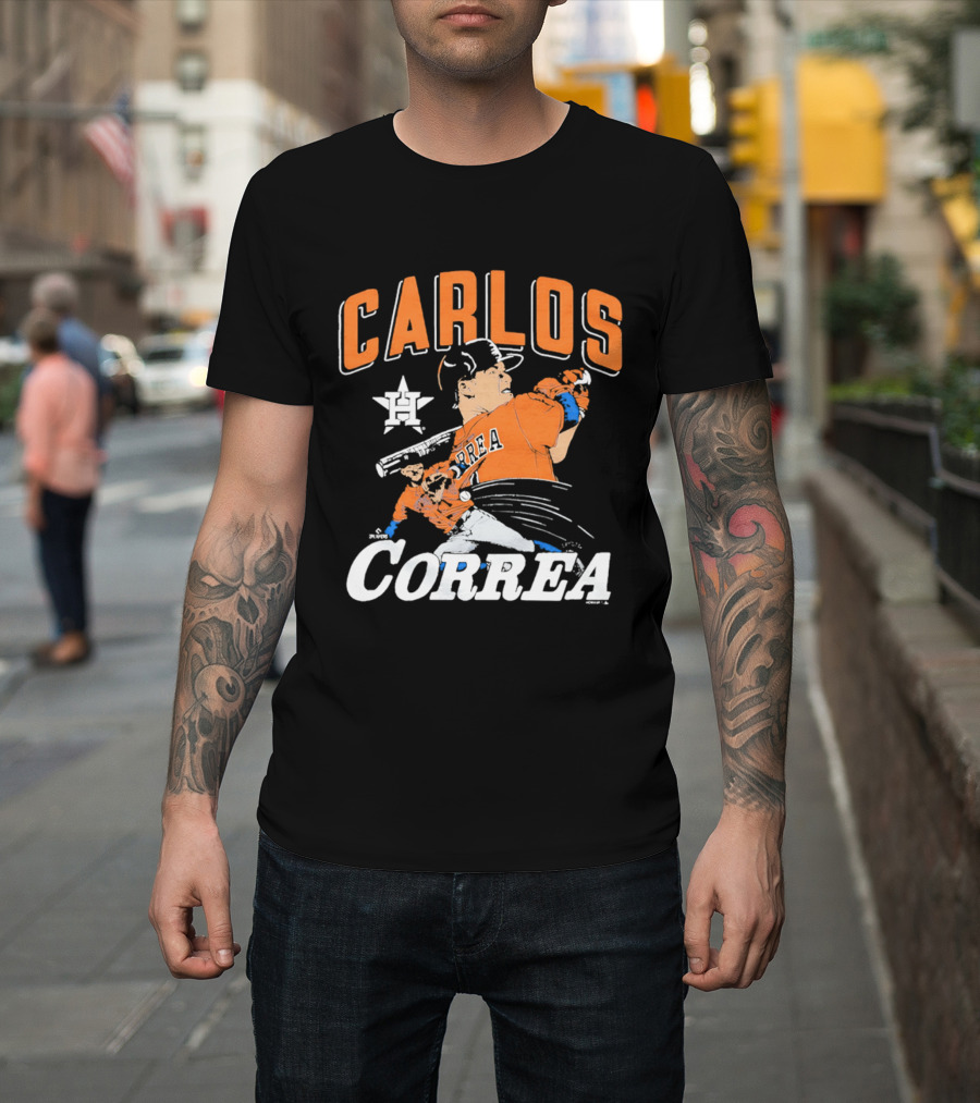 Carlos Correa Astros Caricature Tri Blend T-Shirt