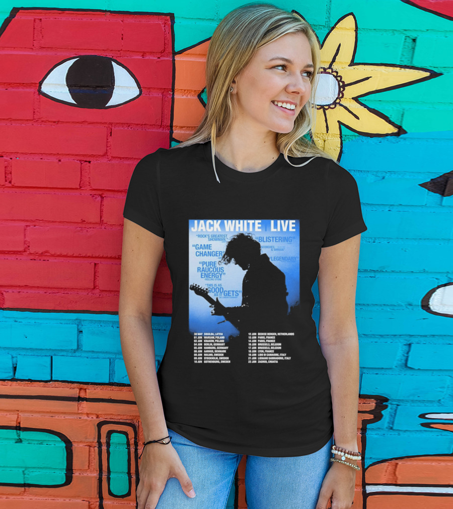 Jack White Live Europe 2026 Tour Dates Schedule Legendary Rock Concert Experience T-Shirt