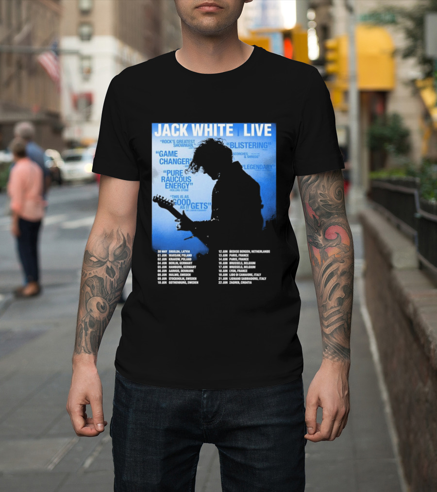 Jack White Live Europe 2026 Tour Dates Schedule Legendary Rock Concert Experience T-Shirt