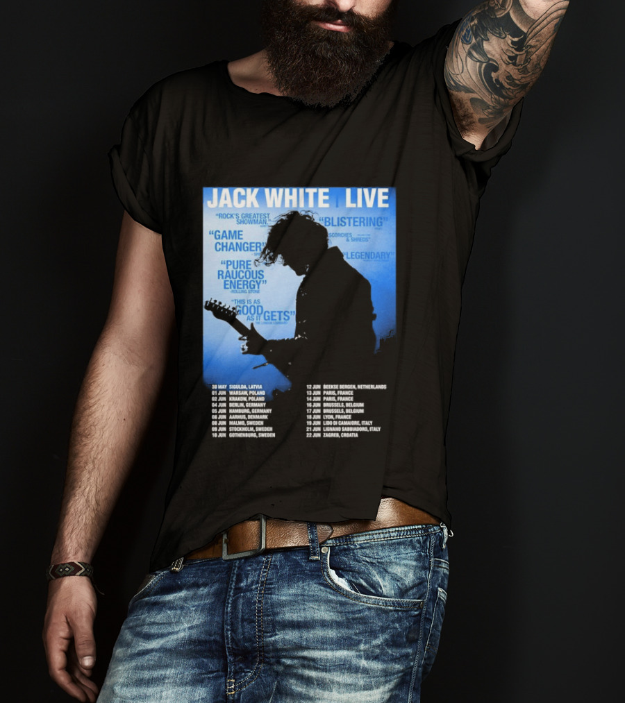 Jack White Live Europe 2026 Tour Dates Schedule Legendary Rock Concert Experience T-Shirt
