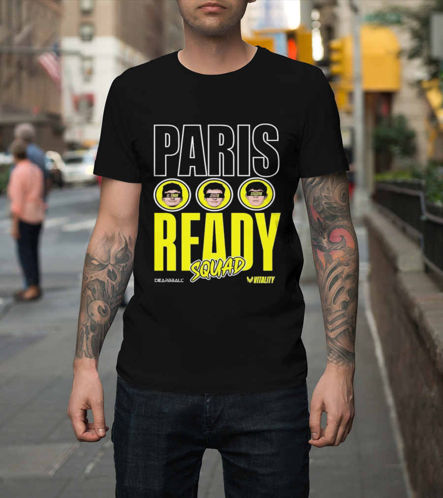 Paris Ready Squad Dearbball Vitality Text Faces T-Shirt