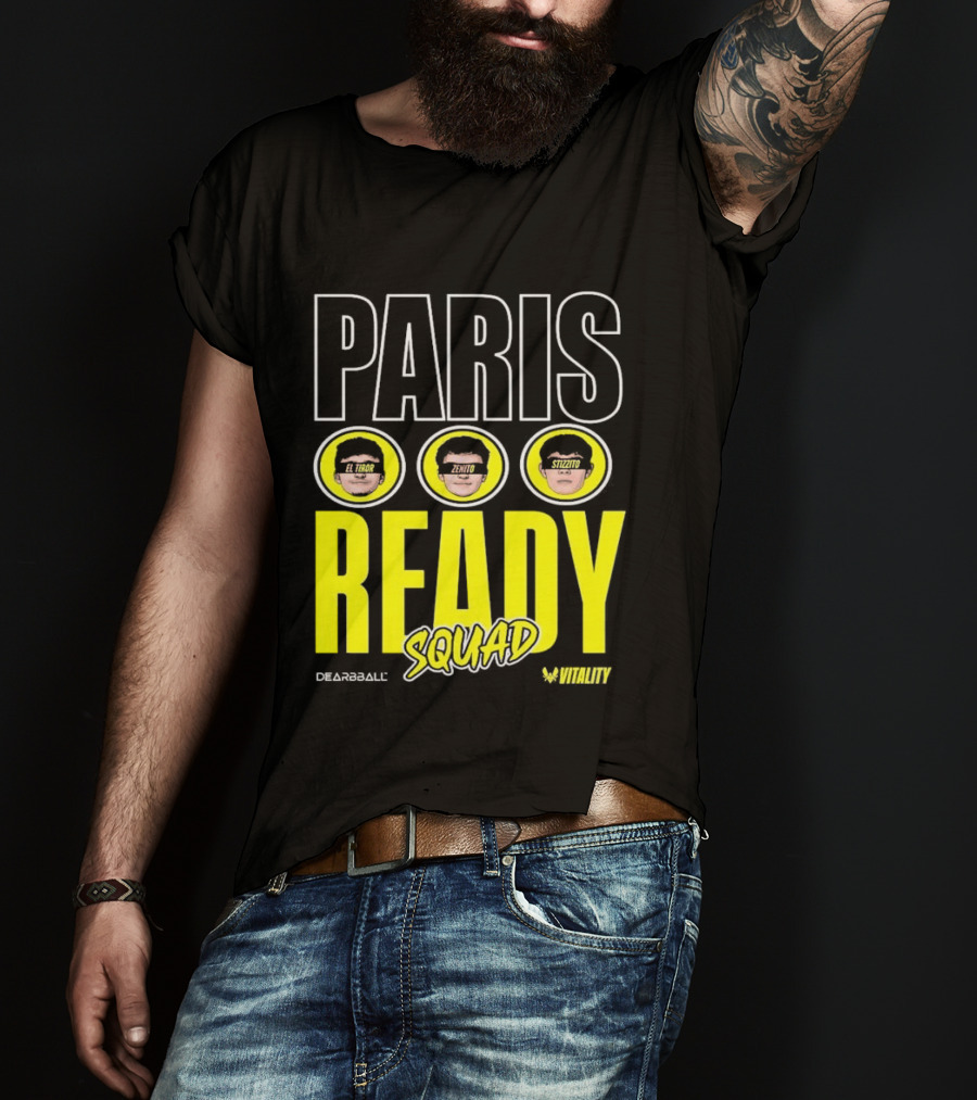 Paris Ready Squad Dearbball Vitality Text Faces T-Shirt