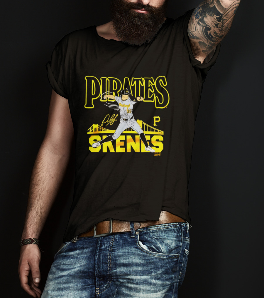 Pittsburgh Pirates Paul Skenes Signature Bridge T-Shirt