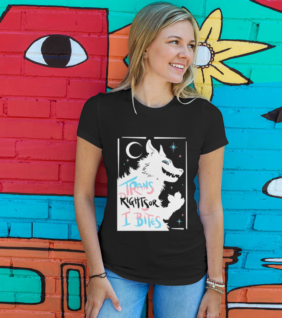 Trans Rights Or I Bites Wolf Moon Stars T-Shirt