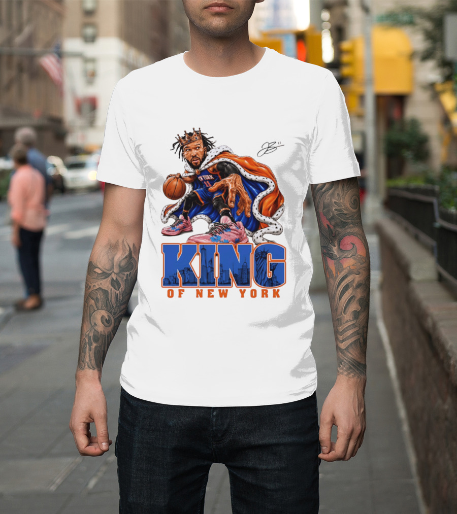 Jalen Brunson King Of New York Knicks Crown Cape T-Shirt