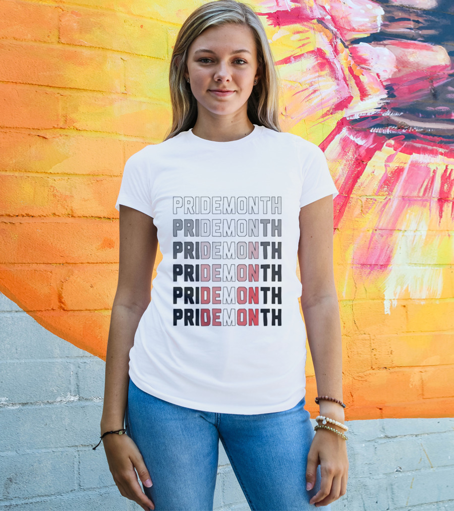 Pride Month Lesbian Flag Gradient Minimalist Rainbow DE Month T-Shirt
